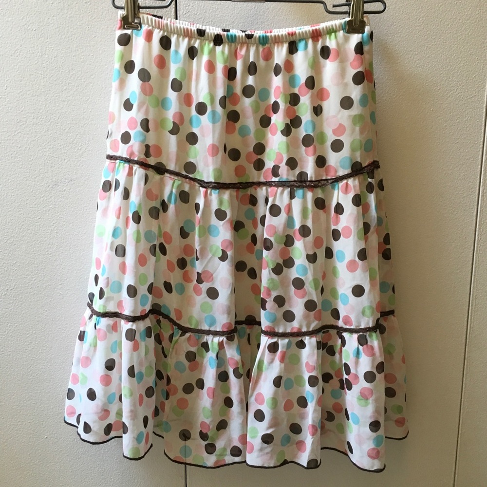 Cream-Colored Girls’ Polka Dot Skirt
